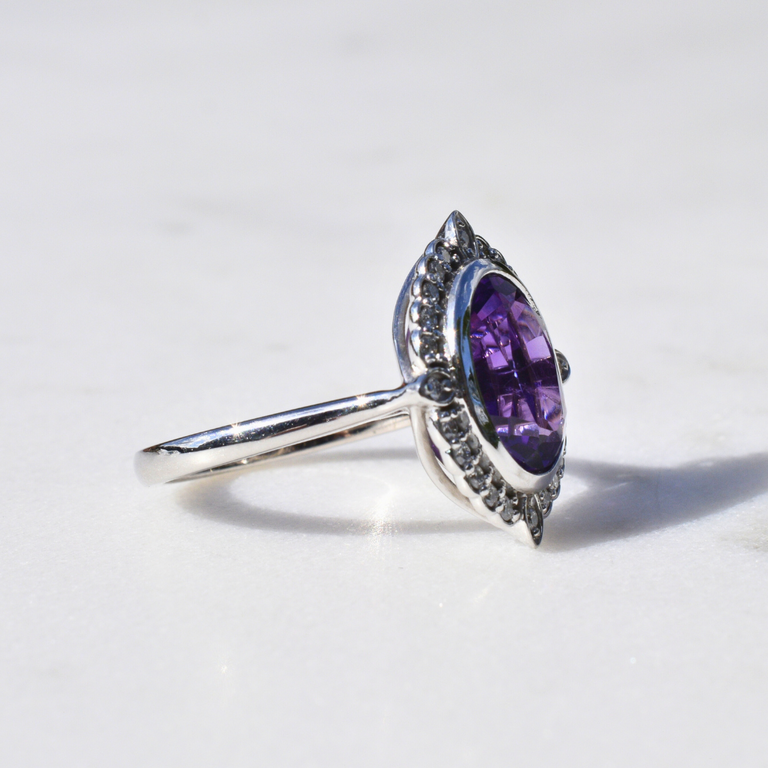 Expressions Jewelers Amethyst & Diamond Halo Ring