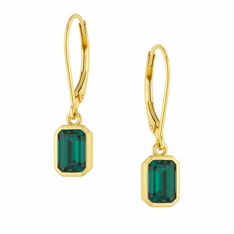 Expressions Jewelers Lab-Grown Emerald Dangle Earrings