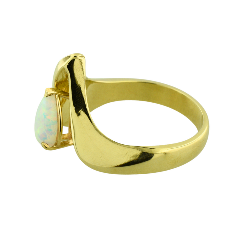 Expressions Jewelers 14K Pear-Shaped Opal V-Ring