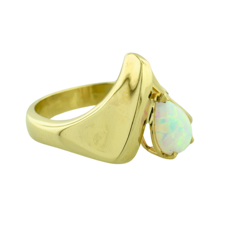Expressions Jewelers 14K Pear-Shaped Opal V-Ring