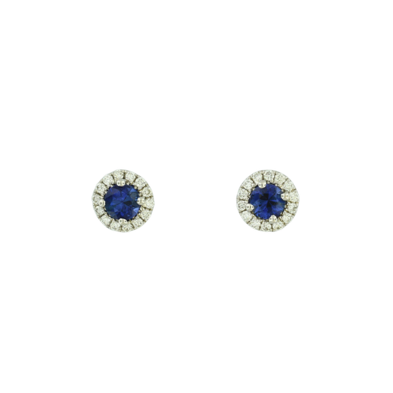Sapphire and Diamond Halo Stud Earrings
