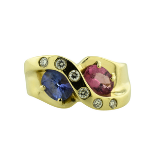 Expressions Jewelers Estate Pink & Purple Gem and Diamond Ring