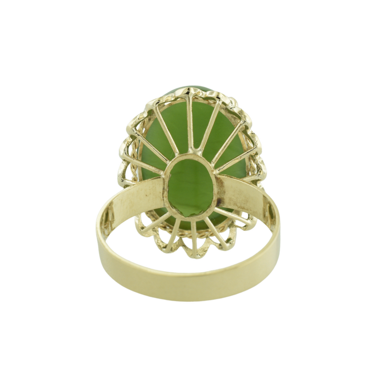 Estate Collection Estate 14K Yellow Gold Green Cabachon Cocktail Ring