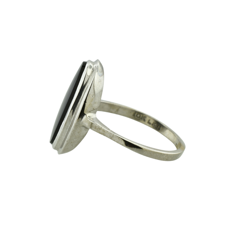 Estate Collection Estate 10K White Gold Ring with Black Stone