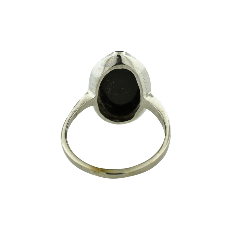 Estate Collection Estate 10K White Gold Ring with Black Stone