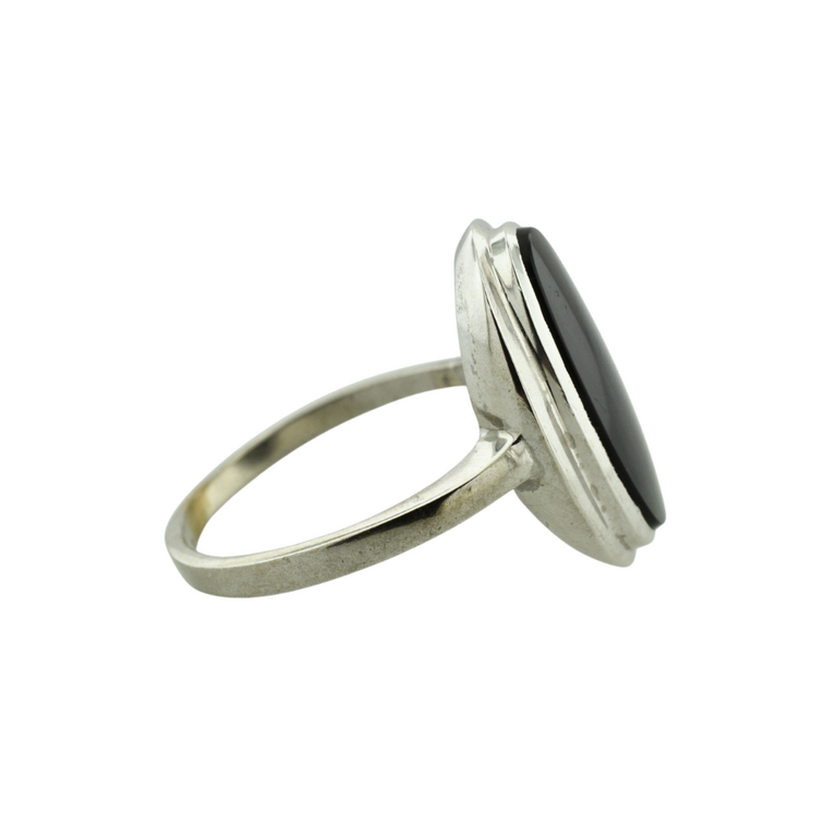 Estate Collection Estate 10K White Gold Ring with Black Stone