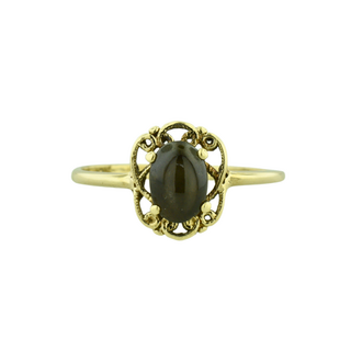 Expressions Jewelers Estate Scroll Ring with Black Cabochon