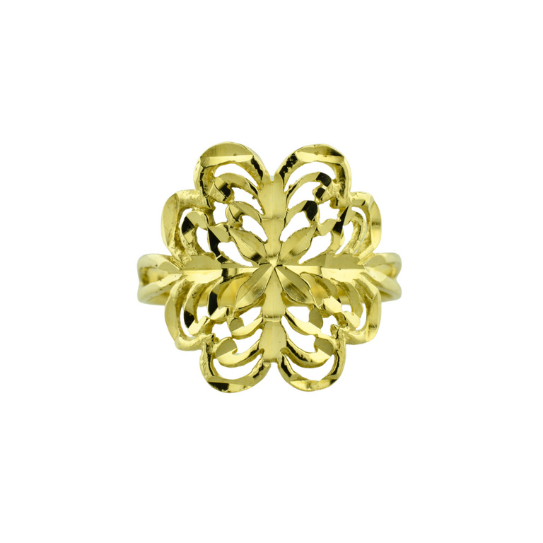 Expressions Jewelers Estate 14K Yellow Gold Cutout Flower Ring