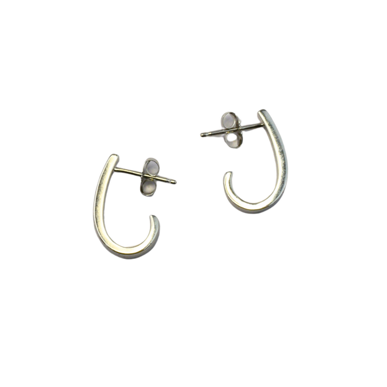 Estate Collection Estate 14K White Gold High Polish J-Hoop Earrings