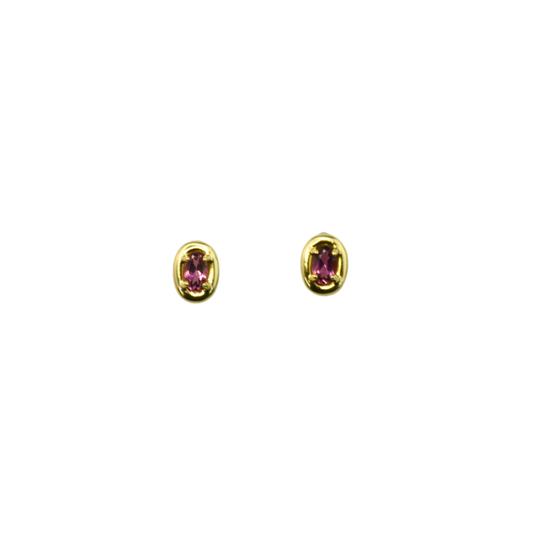 Estate Collection Estate 14K Yellow Gold Pink Stone Stud Earrings