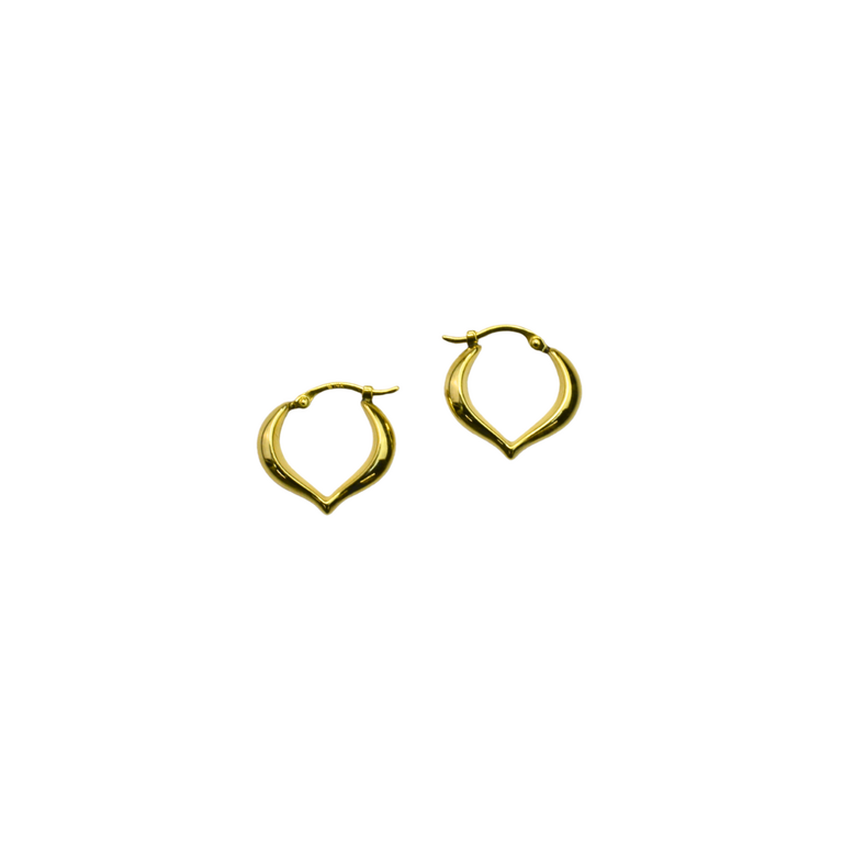 Estate Collection Estate 14K Yellow Gold Heart-Shaped Shell Hoop Earrings