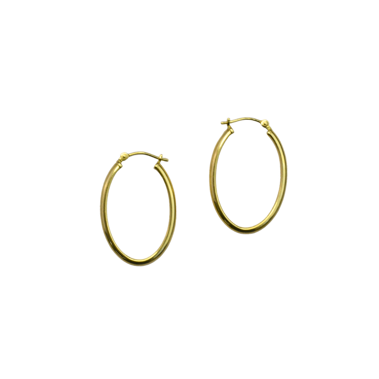 Expressions Jewelers Estate 14K Yellow Gold Hollow Oval Hoop Earrings