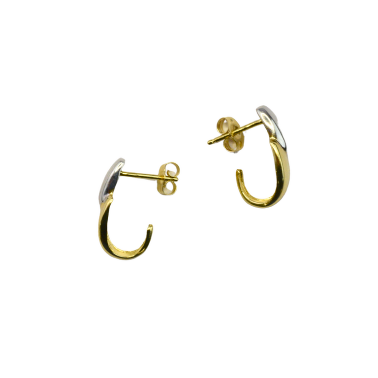 Estate Collection Estate 14K Two-Tone J-Hoop Earrings