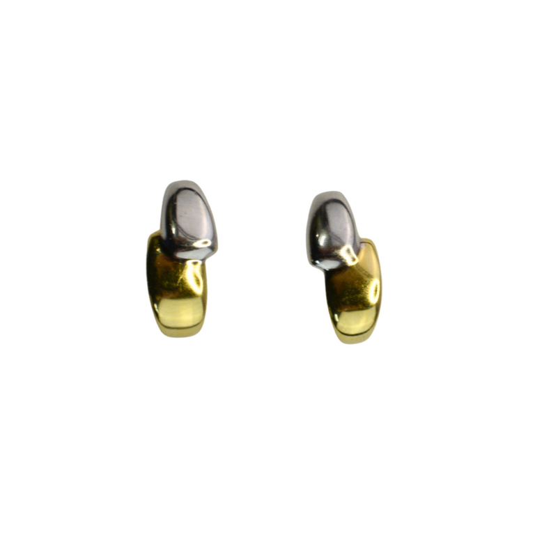 Estate Collection Estate 14K Two-Tone J-Hoop Earrings