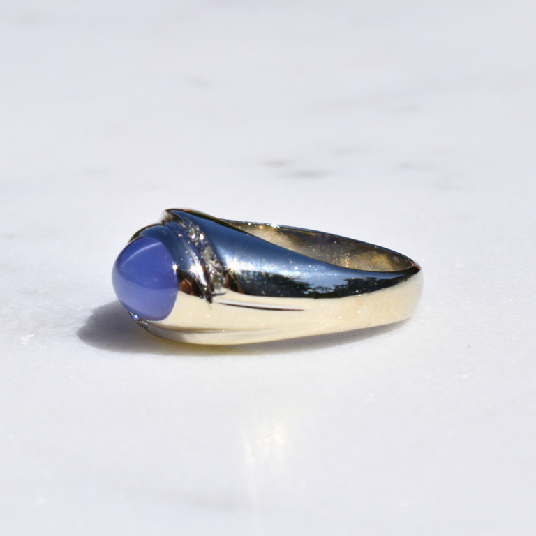 Estate Collection Estate Blue Cabachon and Diamond Ring