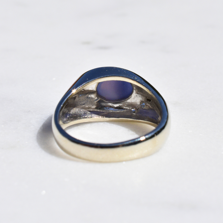 Estate Collection Estate Blue Cabachon and Diamond Ring