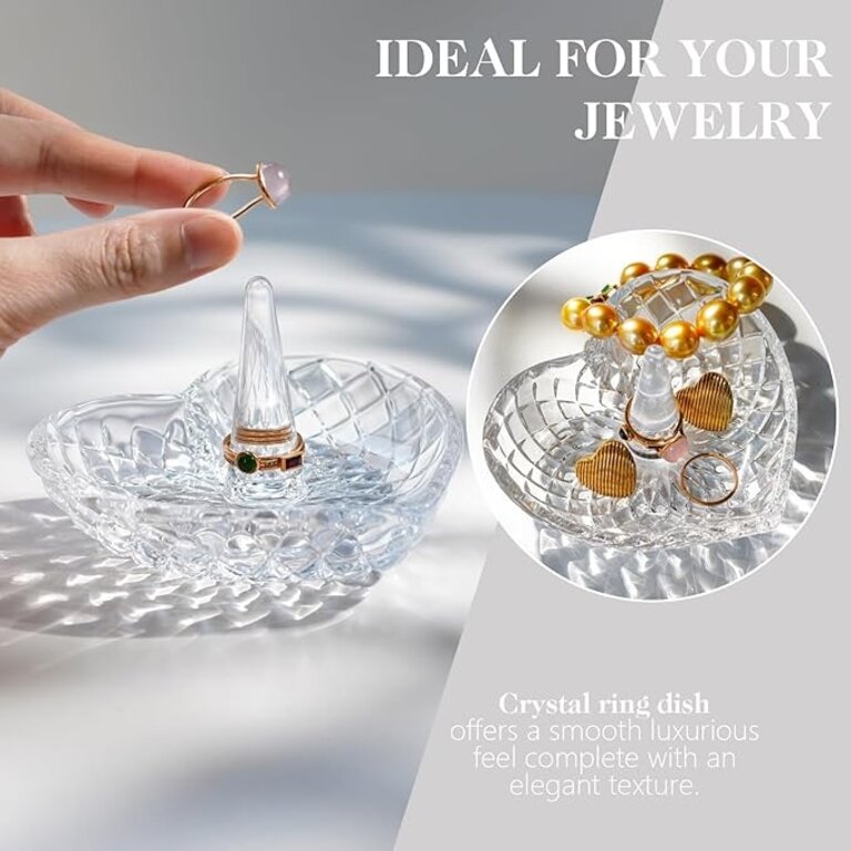 Expressions Jewelers Heart Shape Glass Ring Holder