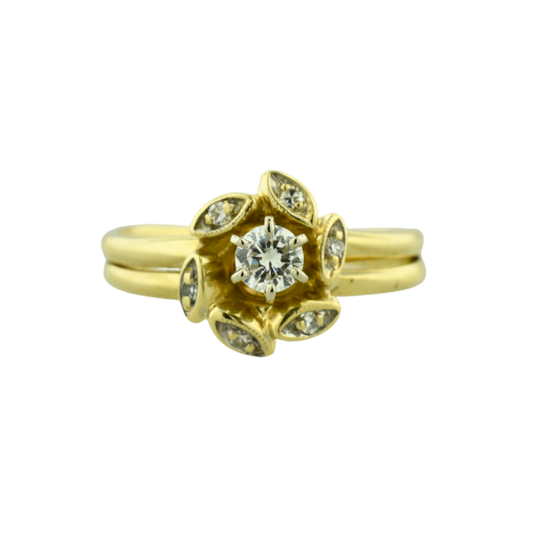 Estate Collection Estate Diamond Flower Wedding Set