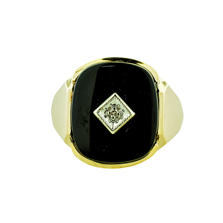 Estate Collection Estate Onyx Ring with Diamond Accent