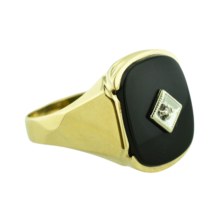 Estate Collection Estate Onyx Ring with Diamond Accent