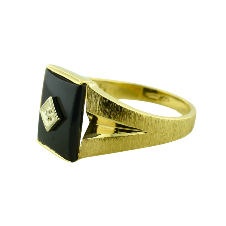 Estate Collection Estate Onyx Ring with Diamond Accent