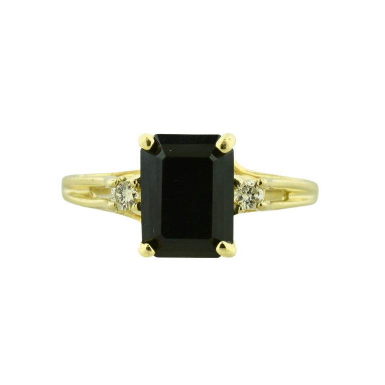 Estate Collection Estate 14K Black Stone & Diamond Ring