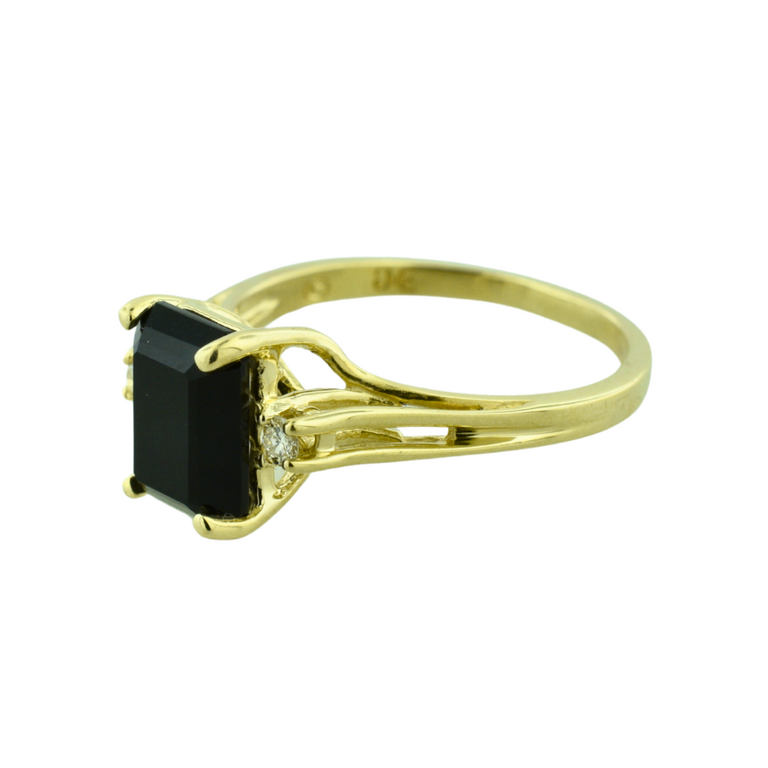 Estate Collection Estate 14K Black Stone & Diamond Ring