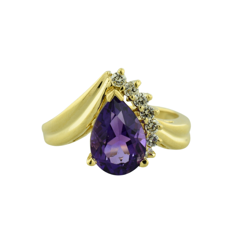 Estate Collection Estate 14K Purple Pear & Diamond Ring
