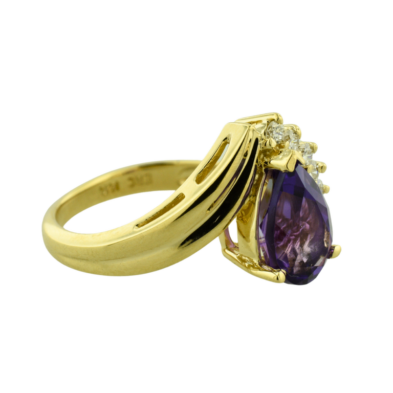 Estate Collection Estate 14K Purple Pear & Diamond Ring