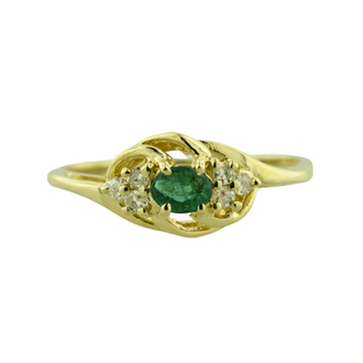 Estate Collection Estate Oval Green Stone & Diamond Ring