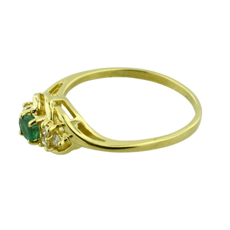 Estate Collection Estate 14K Oval Green Stone & Diamond Ring