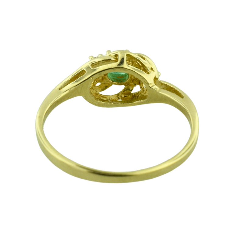 Estate Collection Estate 14K Oval Green Stone & Diamond Ring