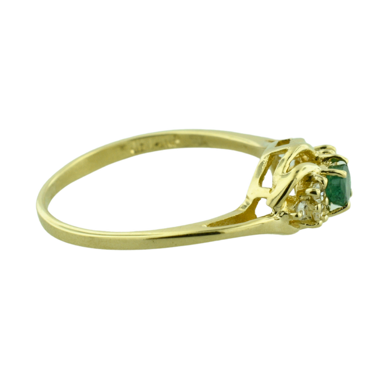 Estate Collection Estate 14K Oval Green Stone & Diamond Ring