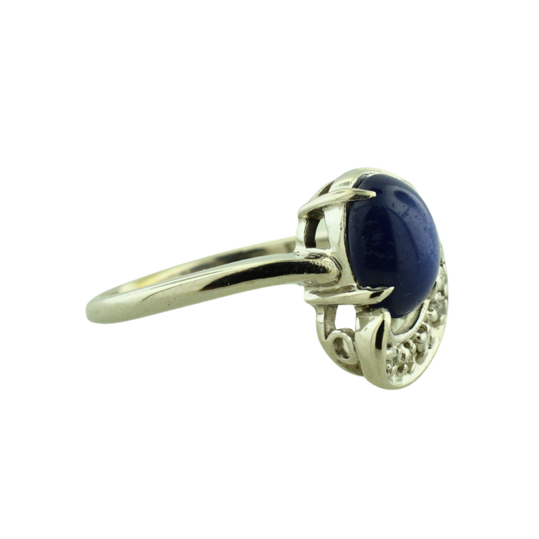 Estate Collection Estate Blue Cabochon & Diamond Ring