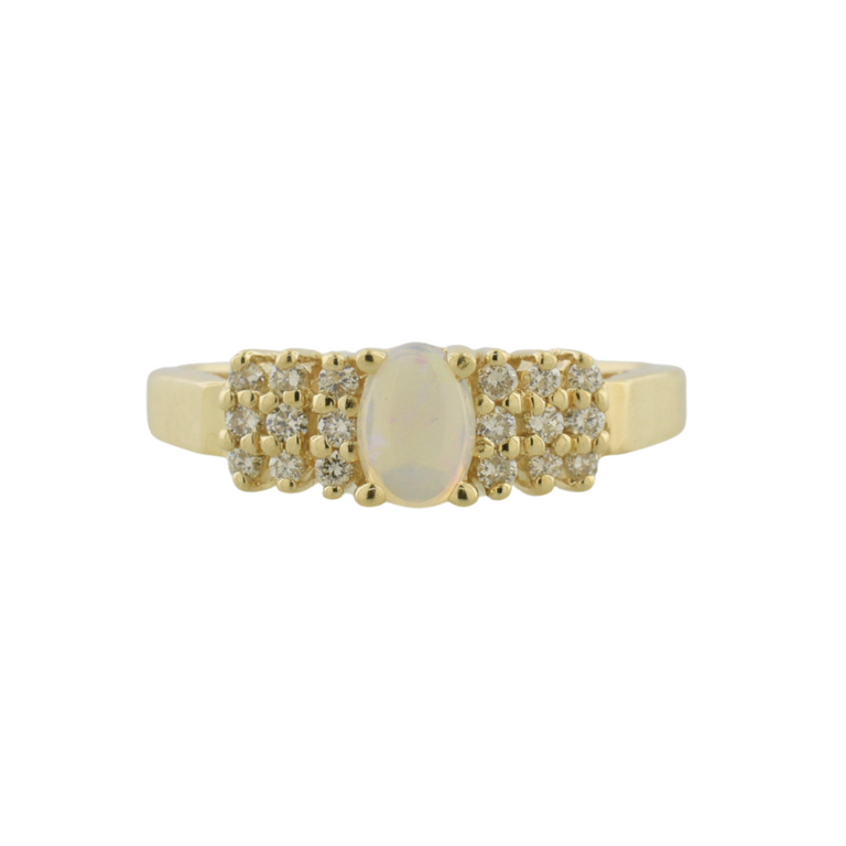 Estate Collection Estate 14K White Cabochon & Diamond Ring
