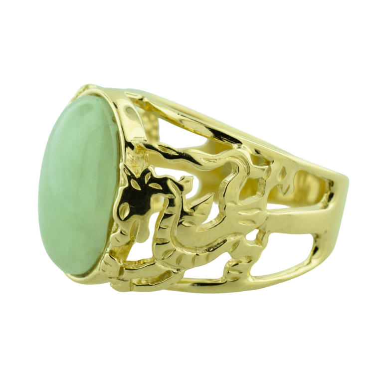 Estate Collection Estate Dragon Ring with Green Cabochon