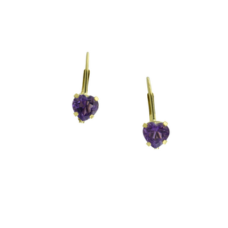Estate Collection Estate Heart-Shaped Purple Stone Earrings
