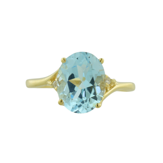 Estate Collection Estate Oval Blue Stone & Diamond Ring