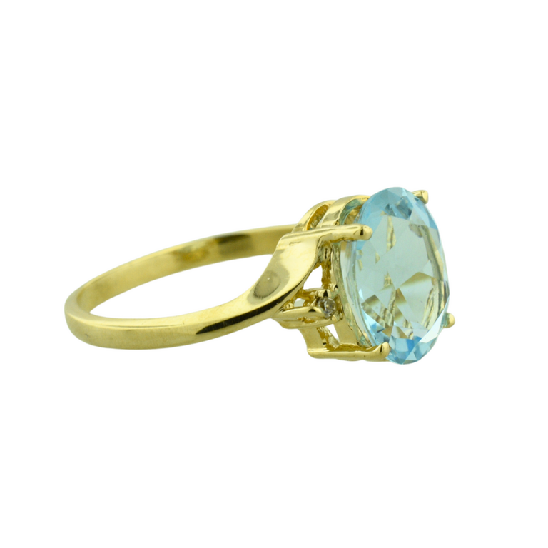 Estate Collection Estate Oval Blue Stone & Diamond Ring