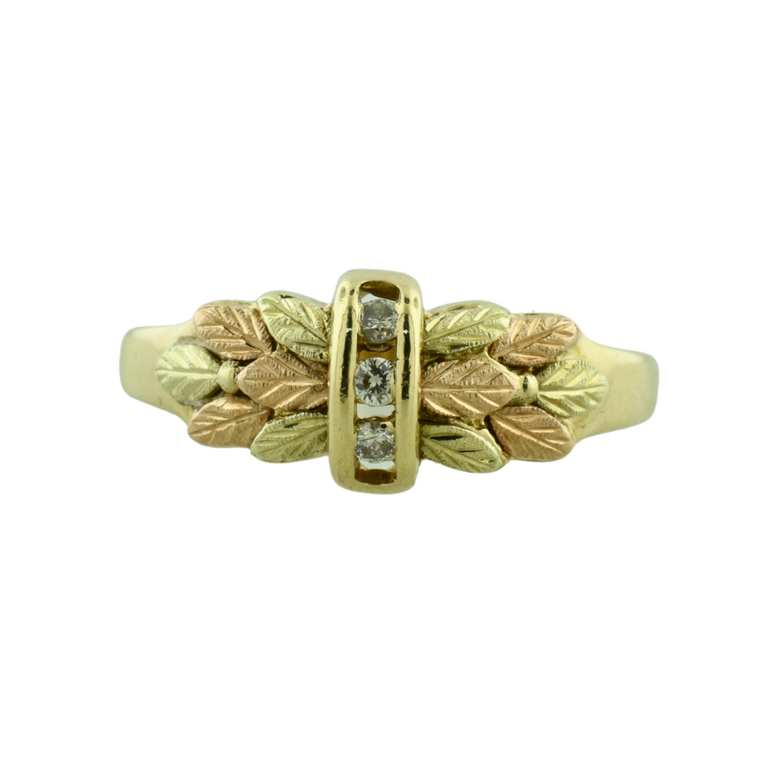 Estate Collection Estate Tri-Tone Leaf Ring with Diamond