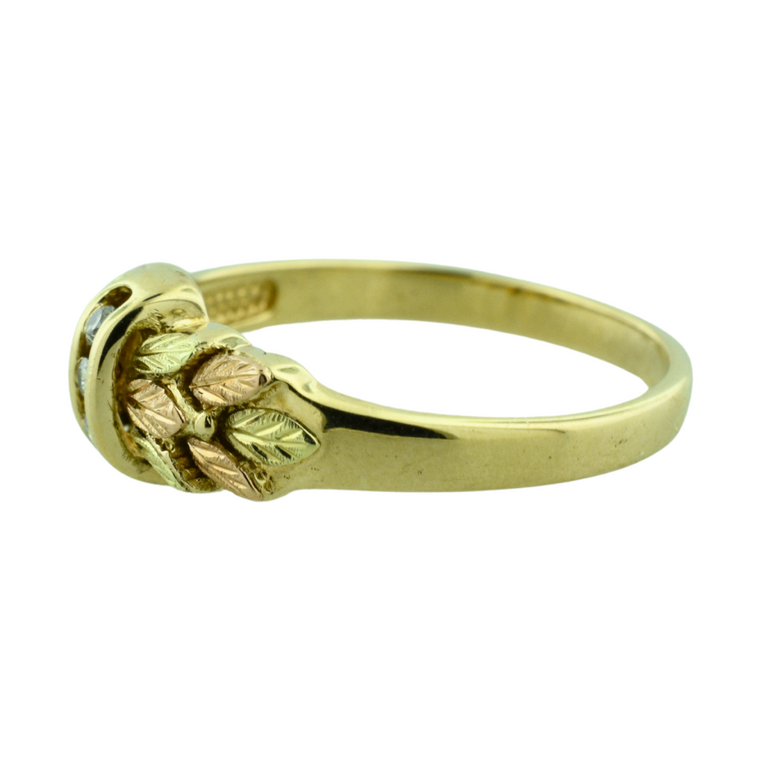 Estate Collection Estate Tri-Tone Leaf Ring with Diamond