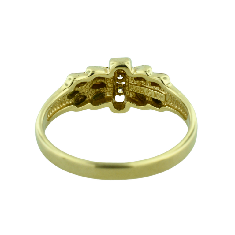 Estate Collection Estate Tri-Tone Leaf Ring with Diamond