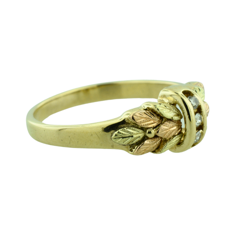 Estate Collection Estate Tri-Tone Leaf Ring with Diamond