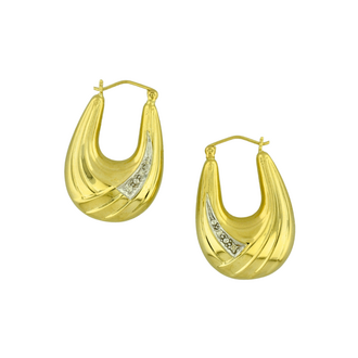 Estate Collection Estate Hollow Hoop Earrings with Diamonds