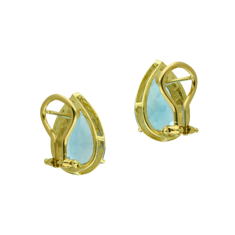 Estate Collection Estate Pear-Shaped Blue Omega Back Earrings