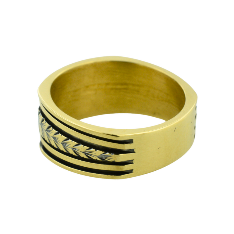Estate Collection Estate Square Engraved Leaf Band