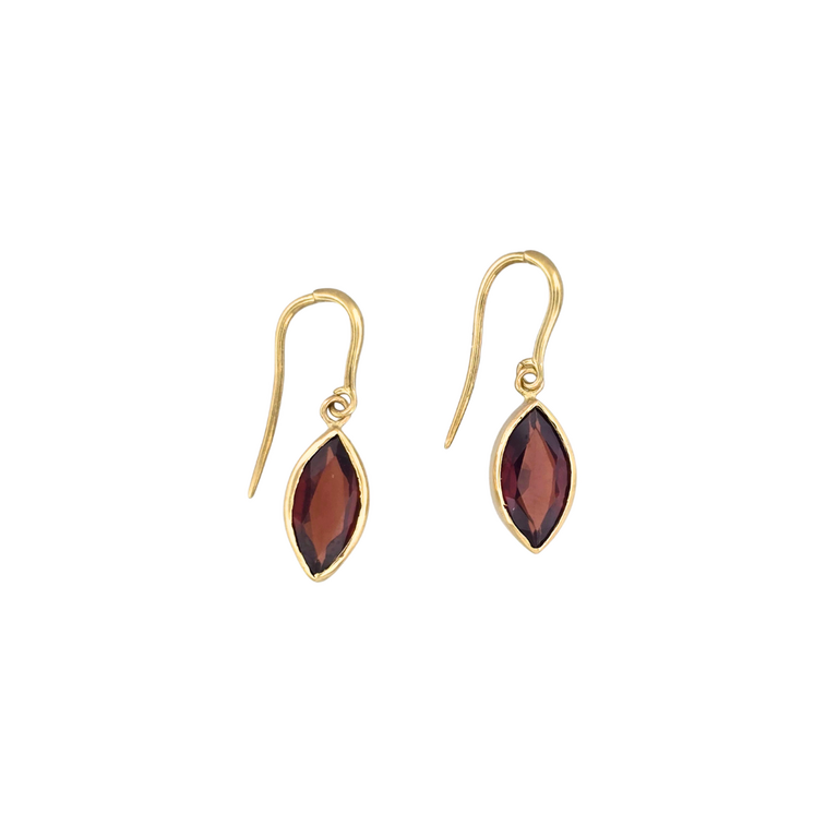 Expressions Jewelers 14K Bezel Garnet Drop Earrings