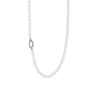 Ti Sento Pearl Necklace with Fancy Sterling Closure - 18"