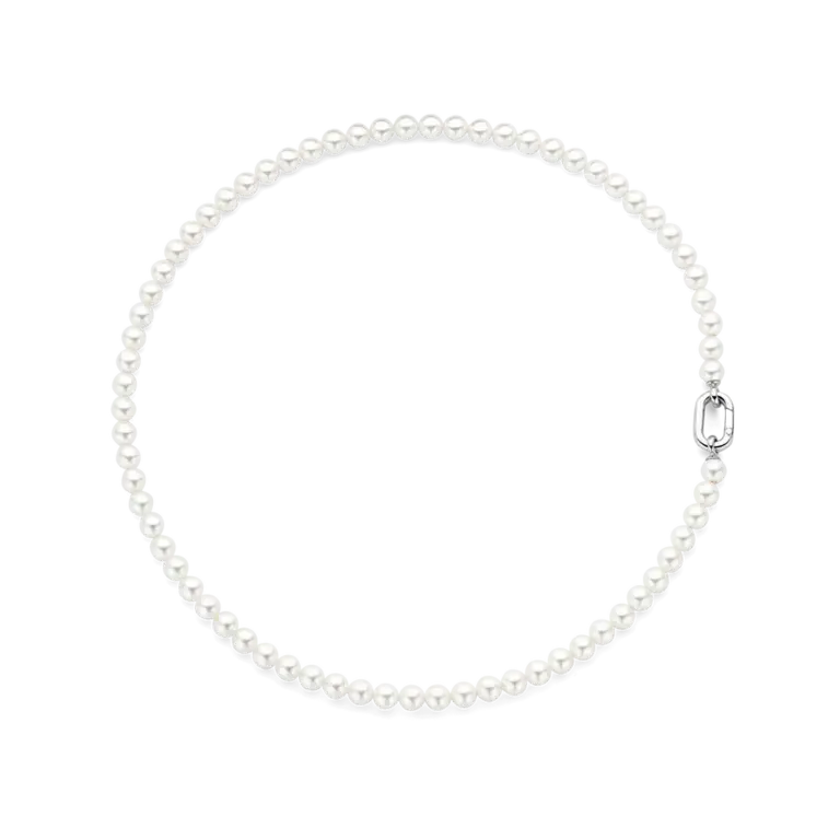 Ti Sento Shell Pearl Necklace with Fancy Sterling Closure 18"