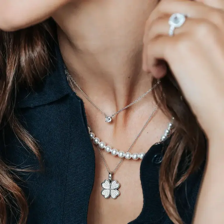 Ti Sento Pearl Necklace with Fancy Sterling Closure 18"